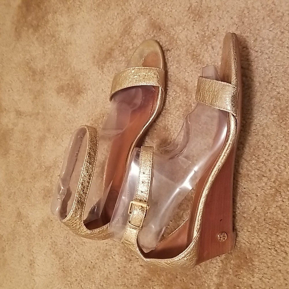 Tory Burch Gold Wedge Sandals